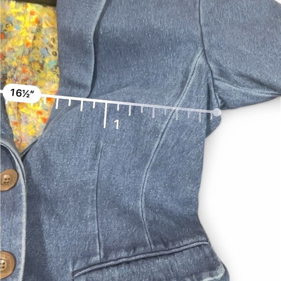 RACHEL Rachel Roy Denim Peplum Style Two Button Blazer size small - Picture 12 of 13